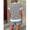 imageATHMILE Womens Short Sleeve Sweater Spring Summer Striped Teacher Round Neck Pullover Cap Sleeve Knit Cute Vest Tops 2026White