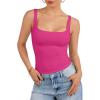imageATHMILE Tank Top for Women Spring Summer Square Neck Sleeveless Double Lined Basic Going Out TopMagenta