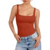 imageATHMILE Tank Top for Women Spring Summer Square Neck Sleeveless Double Lined Basic Going Out TopOrange Red