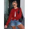 imageATHMILE Cropped Cardigan Sweaters for Women Lightweight Crop Knit Y2k Fall Outfits Fashion Clothes 2026Red