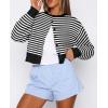 imageATHMILE Cropped Cardigan Sweaters for Women Lightweight Crop Knit Y2k Fall Outfits Fashion Clothes 2026White Black Stripes