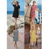 imageATHMILE Dresses for Women Casual Summer Boho Dress Short Sleeve Fashion Beach Vacation Clothes V Neck Date OutfitsBoho Printed