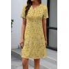 imageATHMILE Dresses for Women Casual Summer Boho Dress Short Sleeve Fashion Beach Vacation Clothes V Neck Date OutfitsYellow Floral
