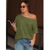 imageATHMILE Off The Shoulder Tops for Women 2026 Y2K Loose Fit Tops Oversized Tshirts Fashion Going Out Outfits Casual Basic Tees0armygreen
