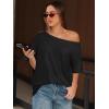 imageATHMILE Off The Shoulder Tops for Women 2026 Y2K Loose Fit Tops Oversized Tshirts Fashion Going Out Outfits Casual Basic Tees0black