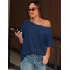 imageATHMILE Off The Shoulder Tops for Women 2026 Y2K Loose Fit Tops Oversized Tshirts Fashion Going Out Outfits Casual Basic Tees0blue