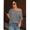 imageATHMILE Off The Shoulder Tops for Women 2026 Y2K Loose Fit Tops Oversized Tshirts Fashion Going Out Outfits Casual Basic Tees0darkgrey