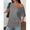 imageATHMILE Off The Shoulder Tops for Women 2026 Y2K Loose Fit Tops Oversized Tshirts Fashion Going Out Outfits Casual Basic Tees0darkgrey