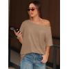 imageATHMILE Off The Shoulder Tops for Women 2026 Y2K Loose Fit Tops Oversized Tshirts Fashion Going Out Outfits Casual Basic Tees0khaki