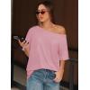 imageATHMILE Off The Shoulder Tops for Women 2026 Y2K Loose Fit Tops Oversized Tshirts Fashion Going Out Outfits Casual Basic Tees0pink