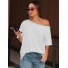 imageATHMILE Off The Shoulder Tops for Women 2026 Y2K Loose Fit Tops Oversized Tshirts Fashion Going Out Outfits Casual Basic Tees0white