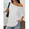 imageATHMILE Off The Shoulder Tops for Women 2026 Y2K Loose Fit Tops Oversized Tshirts Fashion Going Out Outfits Casual Basic Tees0white
