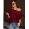imageATHMILE Off The Shoulder Tops for Women 2026 Y2K Loose Fit Tops Oversized Tshirts Fashion Going Out Outfits Casual Basic Tees0winered