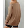 imageATHMILE Off The Shoulder Tops for Women 2026 Y2K Loose Fit Tops Oversized Tshirts Fashion Going Out Outfits Casual Basic TeesKhaki