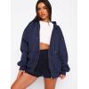 imageATHMILE Oversized Hoodies for Women Fall Sweatshirts Zip Up Hoodie Casual Jackets Y2k Fashion Outfits Winter Clothes 2026Navy