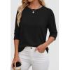 imageATHMILE Womens 34 Sleeve Blouse Summer Tops Fall Shirt Fashion Blouses Beach Vacation Clothes Spring Tunic 2026 TrendyBlack