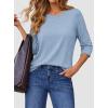 imageATHMILE Womens 34 Sleeve Blouse Summer Tops Fall Shirt Fashion Blouses Beach Vacation Clothes Spring Tunic 2026 TrendyBlue