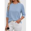 imageATHMILE Womens 34 Sleeve Blouse Summer Tops Fall Shirt Fashion Blouses Beach Vacation Clothes Spring Tunic 2026 TrendyBlue