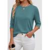 imageATHMILE Womens 34 Sleeve Blouse Summer Tops Fall Shirt Fashion Blouses Beach Vacation Clothes Spring Tunic 2026 TrendyBlue Green