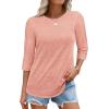 imageATHMILE Womens 34 Sleeve Blouse Summer Tops Fall Shirt Fashion Blouses Beach Vacation Clothes Spring Tunic 2026 TrendyCoral