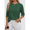 imageATHMILE Womens 34 Sleeve Blouse Summer Tops Fall Shirt Fashion Blouses Beach Vacation Clothes Spring Tunic 2026 TrendyGreen