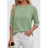 imageATHMILE Womens 34 Sleeve Blouse Summer Tops Fall Shirt Fashion Blouses Beach Vacation Clothes Spring Tunic 2026 TrendyGrey Green