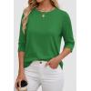 imageATHMILE Womens 34 Sleeve Blouse Summer Tops Fall Shirt Fashion Blouses Beach Vacation Clothes Spring Tunic 2026 TrendyLucky Green