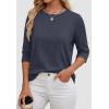 imageATHMILE Womens 34 Sleeve Blouse Summer Tops Fall Shirt Fashion Blouses Beach Vacation Clothes Spring Tunic 2026 TrendyNavy
