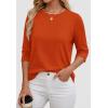 imageATHMILE Womens 34 Sleeve Blouse Summer Tops Fall Shirt Fashion Blouses Beach Vacation Clothes Spring Tunic 2026 TrendyOrange