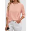 imageATHMILE Womens 34 Sleeve Blouse Summer Tops Fall Shirt Fashion Blouses Beach Vacation Clothes Spring Tunic 2026 TrendyPink
