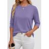 imageATHMILE Womens 34 Sleeve Blouse Summer Tops Fall Shirt Fashion Blouses Beach Vacation Clothes Spring Tunic 2026 TrendyPurple
