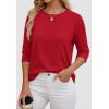 imageATHMILE Womens 34 Sleeve Blouse Summer Tops Fall Shirt Fashion Blouses Beach Vacation Clothes Spring Tunic 2026 TrendyRed