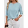 imageATHMILE Womens 34 Sleeve Blouse Summer Tops Fall Shirt Fashion Blouses Beach Vacation Clothes Spring Tunic 2026 TrendySky Blue