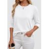 imageATHMILE Womens 34 Sleeve Blouse Summer Tops Fall Shirt Fashion Blouses Beach Vacation Clothes Spring Tunic 2026 TrendyWhite
