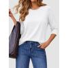 imageATHMILE Womens 34 Sleeve Blouse Summer Tops Fall Shirt Fashion Blouses Beach Vacation Clothes Spring Tunic 2026 TrendyWhite