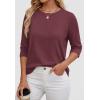 imageATHMILE Womens 34 Sleeve Blouse Summer Tops Fall Shirt Fashion Blouses Beach Vacation Clothes Spring Tunic 2026 TrendyWine Red