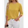 imageATHMILE Womens 34 Sleeve Blouse Summer Tops Fall Shirt Fashion Blouses Beach Vacation Clothes Spring Tunic 2026 TrendyYellow