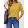 imageATHMILE Womens 34 Sleeve Blouse Summer Tops Fall Shirt Fashion Blouses Beach Vacation Clothes Spring Tunic 2026 TrendyYellow