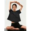 imageATHMILE Womens Crop Tops Spring Summer Oversized TShirts Short Sleeve Workout Casual Drop Shoulder Basic Loose Tees 2026Black