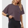 imageATHMILE Womens Crop Tops Spring Summer Oversized TShirts Short Sleeve Workout Casual Drop Shoulder Basic Loose Tees 2026Darkpurple