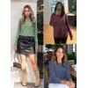 imageATHMILE Womens Long Sleeve Shirts Pleated Crew Neck Casual Fall Fashion Ladie Tops Loose Fit Spring Clothes Beach VacationBlack