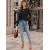 imageATHMILE Womens Long Sleeve Shirts Pleated Crew Neck Casual Fall Fashion Ladie Tops Loose Fit Spring Clothes Beach VacationBlack