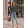 imageATHMILE Womens Long Sleeve Shirts Pleated Crew Neck Casual Fall Fashion Ladie Tops Loose Fit Spring Clothes Beach VacationBlack Grey