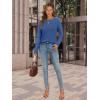 imageATHMILE Womens Long Sleeve Shirts Pleated Crew Neck Casual Fall Fashion Ladie Tops Loose Fit Spring Clothes Beach VacationBlue