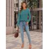 imageATHMILE Womens Long Sleeve Shirts Pleated Crew Neck Casual Fall Fashion Ladie Tops Loose Fit Spring Clothes Beach VacationBlue Green