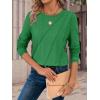 imageATHMILE Womens Long Sleeve Shirts Pleated Crew Neck Casual Fall Fashion Ladie Tops Loose Fit Spring Clothes Beach VacationGreen
