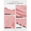 imageATHMILE Womens Long Sleeve Shirts Pleated Crew Neck Casual Fall Fashion Ladie Tops Loose Fit Spring Clothes Beach VacationPink