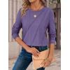 imageATHMILE Womens Long Sleeve Shirts Pleated Crew Neck Casual Fall Fashion Ladie Tops Loose Fit Spring Clothes Beach VacationPurple