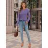 imageATHMILE Womens Long Sleeve Shirts Pleated Crew Neck Casual Fall Fashion Ladie Tops Loose Fit Spring Clothes Beach VacationPurple