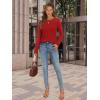 imageATHMILE Womens Long Sleeve Shirts Pleated Crew Neck Casual Fall Fashion Ladie Tops Loose Fit Spring Clothes Beach VacationRed
